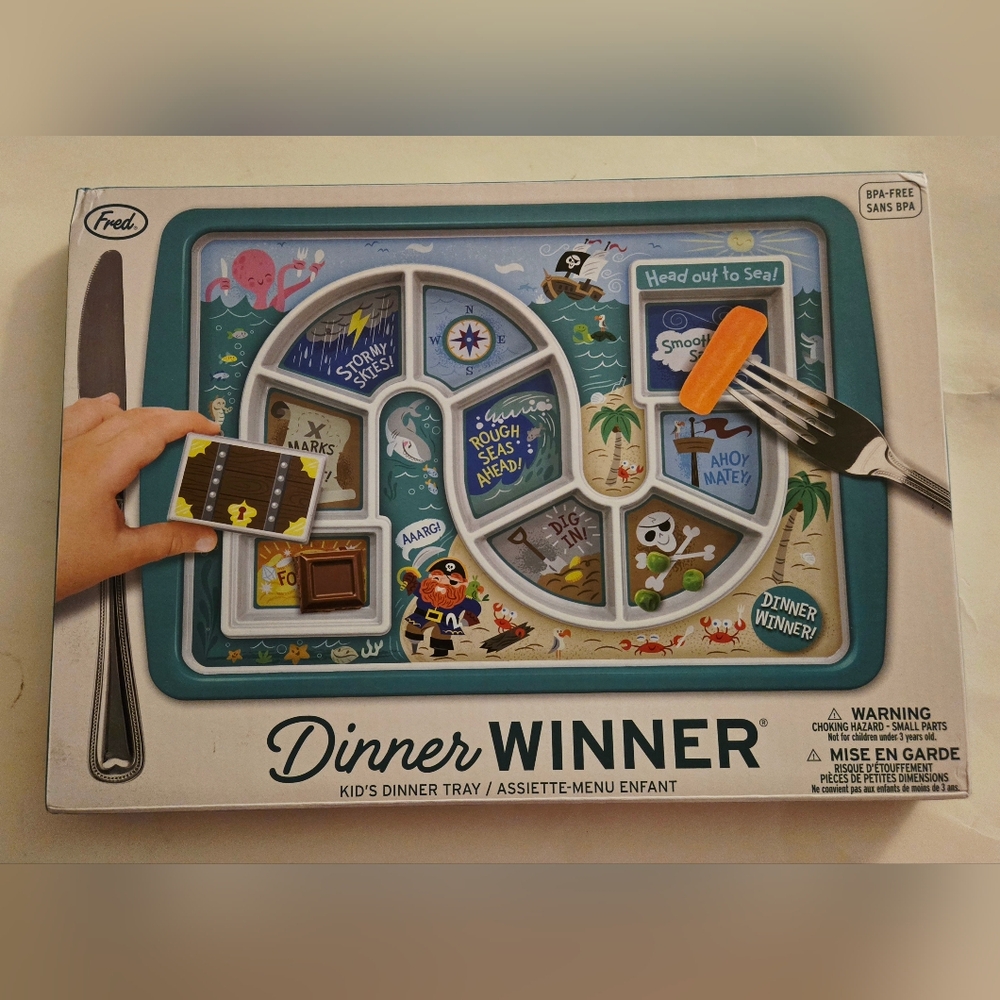 NEW Genuine Fred Dinner Winner Kids' Dinner Tray, Pirate Food Game Picky Eater
